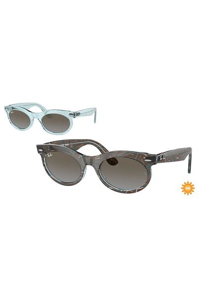 Ray-Ban Ray Ban Unisex Oval Wayfarer Oval Sunglasses- Rb 2242 - Lense Size:53mm - Photo Waves Azure