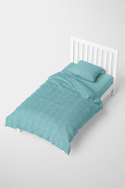 FAVORA طقم غطاء لحاف فردي من Vega Cotton Ranforce مع ملاءات مطاطية - أخضر فاتح