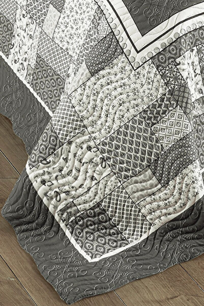 FAVORA Örtüm Luna Çift Kişilik Kapitone Yatak Örtüsü Takımı - Gri