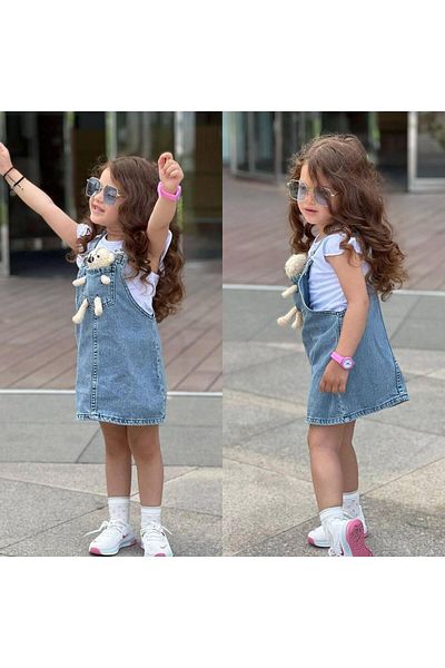 KOKOŞ BEBEK Teddy Bear Salopette Dress for Girls