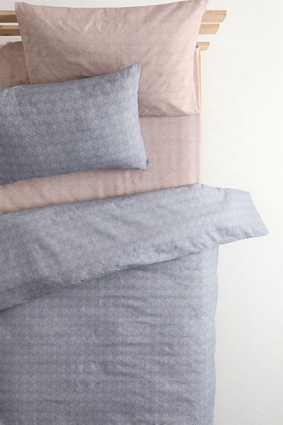FAVORA Basic Cotton Single Duvet Cover Set with Elastic Sheets - Gray - Mink