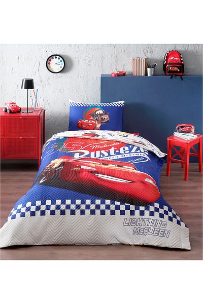 Özdilek Set de lenjerie de pat matlasată pentru copii Cars Cyber, cu licență Disney, cearșaf de pat elastic