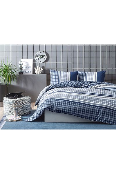 FLORETTA Set cuvertură dublă Lignes Bleues