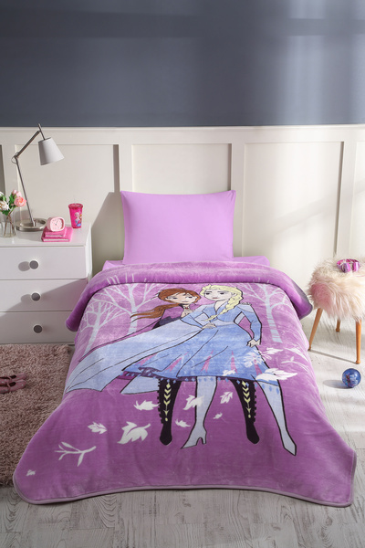 Özdilek بطانية أطفال فردية مرخصة من ديزني فروزن ليفز - 160x220 سم