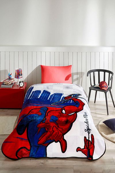 Özdilek Disney Licensed Spiderman Blue City Kids Blanket - Single 155x215 Cm