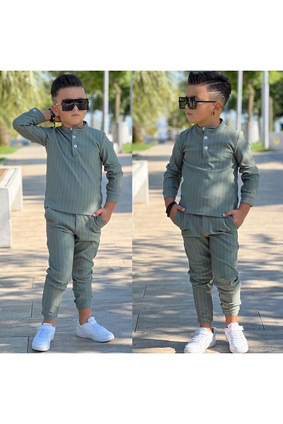 KOKOŞ BEBEK Striped Pattern Set for Boy