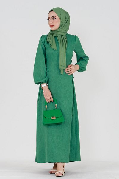 Sevitli Rochie de in verde cu dantela laterala
