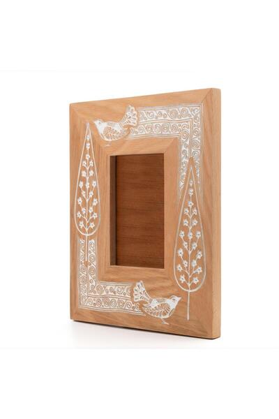 Anadolia Bird and Leaf Patterned Wooden Photo Frame