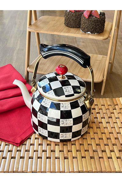 ROSSEV Enamel Checkers Kettle