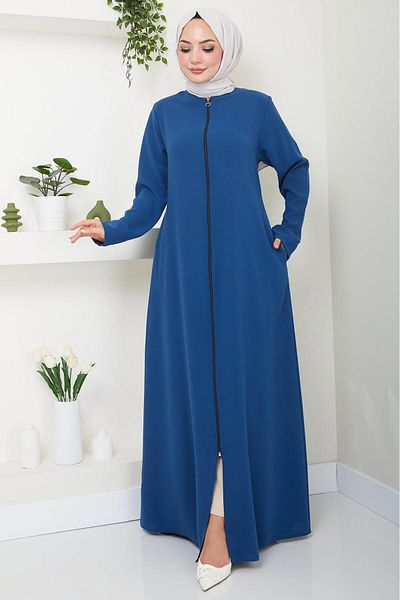 hafsamina Indigo Ferace με φερμουάρ Plus Size - HM2488