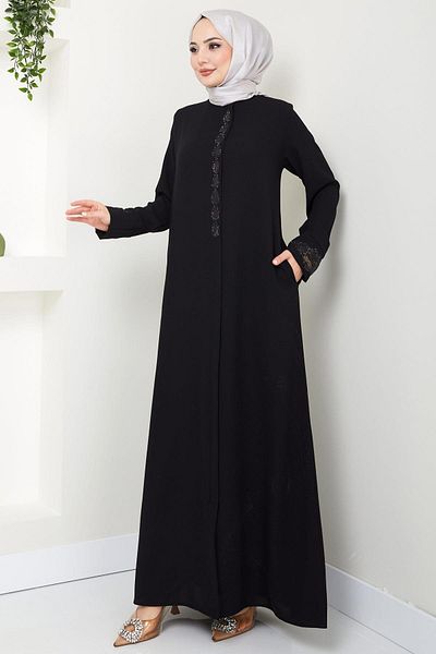 hafsamina Black Drop Stone Ferace - HM2435