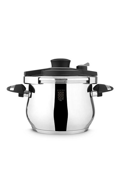 Serenk 6-Liter-Druckkocher aus Edelstahl, Safe, Induktionskompatibel, Sicherheitsverschluss