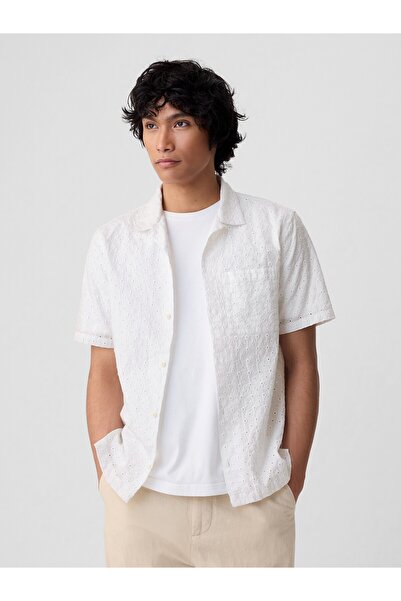 GAP Erkek Beyaz Fisto İşlemeli Gömlek