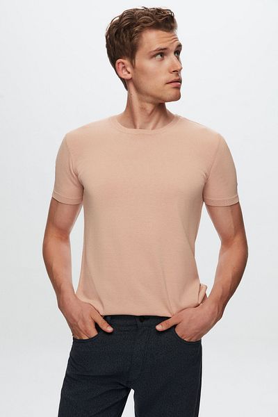 Twn Πλεκτό ρεγιόν μπλουζάκι σε σκόνη Slim Fit