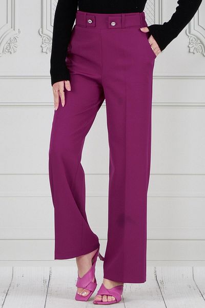 Sevitli Wide Leg Plum Trousers - Belt Detailed