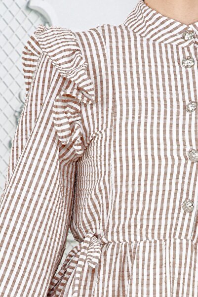 Sevitli Mink Eda Dress - Gingham Frill Detail