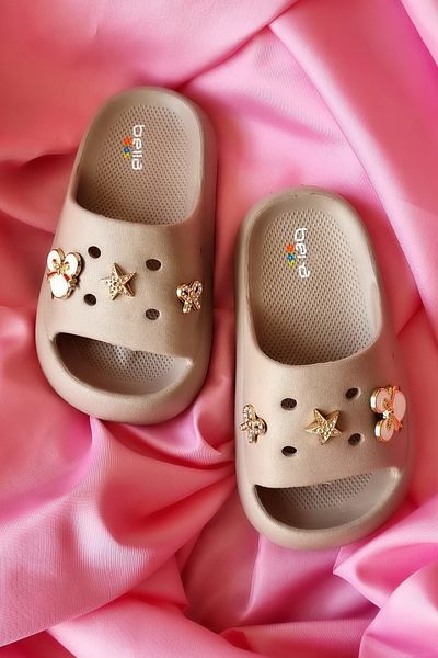Akınal Bella Akınalbella Stone Detail Children's Thick Sole Ultra Soft Slippers E436