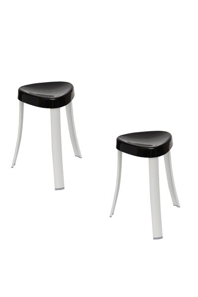 Prima Nova Banyo Mutfak Taburesi Paslanmaz Aluminyum Siyah 2'Li