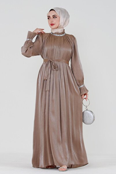 Sevitli Βραδινό φόρεμα με ασημί πέτρα-ΜΕΡΙΝΟ