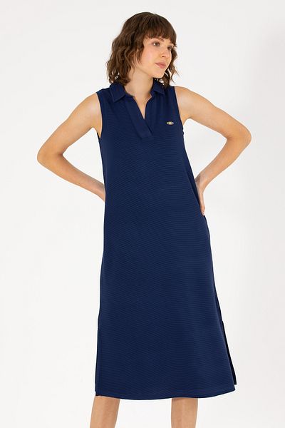 U.S. Polo Assn. Rochie tricotată cu gât polo bleumarin pentru femei 50263593 -vr033