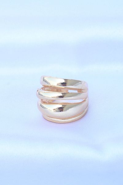 Clariss Brass Gold Color Adjustable Serrated Bombe Ring