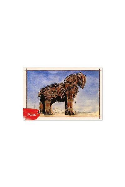 Anadolia Ξύλινη καρτ ποστάλ Trojan Horse