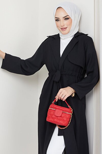 hafsamina Ζώνη δεμένη καμπαρντίνα Μαύρη