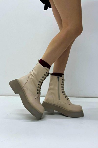 inizio Μπεζ Vegan Leather - Γυναικείες Μπότες E1301