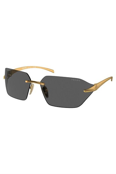 Prada Man Irregular Sunglasses- Pr A55s - Lense Size:71mm - Satin Yellow Gold