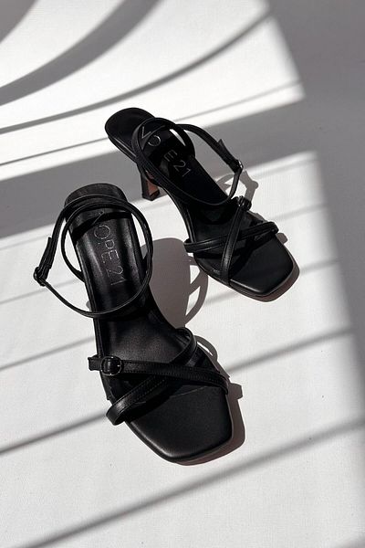 nope21shoess Black Genuine Leather - Pretty Heeled Shoes