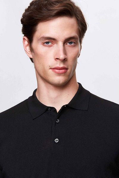 D'S Damat Slim Fit Μαύρο Απλό Πλεκτό Καλοκαιρινό Πλεκτό Μπλουζάκι από Ραγιόν