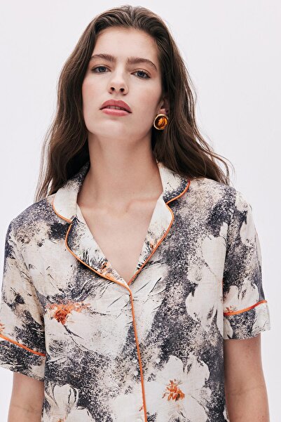 Feu De Elu Set de pijamale scurte din viscoză cu model Ely