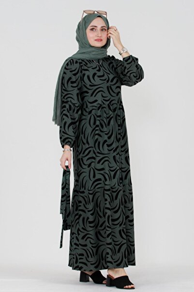 Sevitli Φόρεμα Hijab με Ζώνη Τουλίπα-Πράσινο
