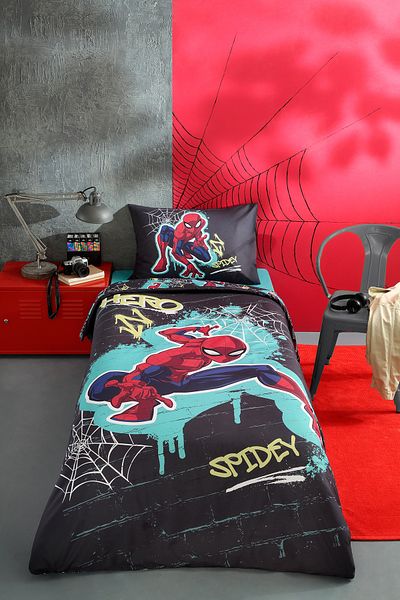 Özdilek Spiderman Street Single Disney Licensed Fitted Sheet Children's Duvet Cover Set