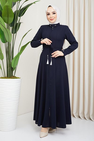 hafsamina Navy Blue πλισέ Mevlana Ferace