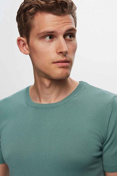 Twn Πλεκτό μπλουζάκι Mint Slim Fit Rayon