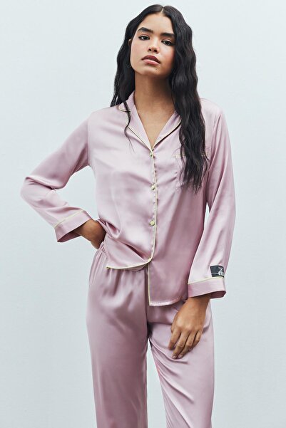 Feu De Elu Set pijama lungă din satin Amour - Dusty Rose