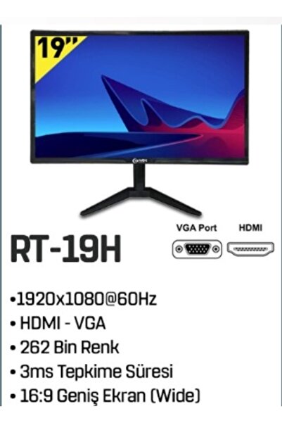 Retro Rt-19h 19" Inç Fullhd 3ms Hdmı Vga 1920x1080 Led 60hz Monitör