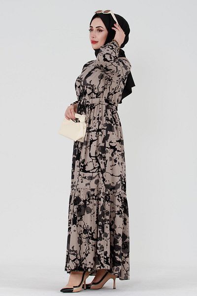 Sevitli Miray Waist Tunnel Viscose Dress-mink