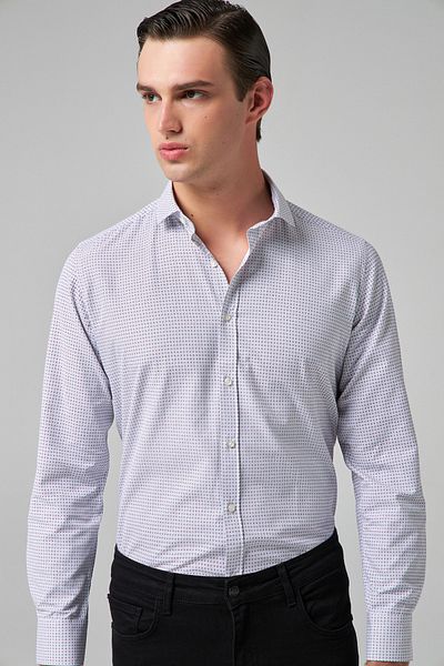 Twn Slim Fit Claret Red Printed Easy Iron πουκάμισο