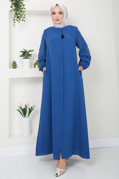 hafsamina Indigo Ferace - Stone Detailed Sleeve, HM2494