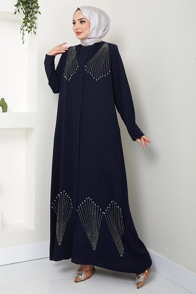 hafsamina Κρυστάλλινη Πέτρα Κεντημένη Ferace Navy Blue HM2423