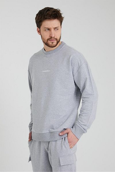 odelon Мъжки сив суитшърт с голямо деколте