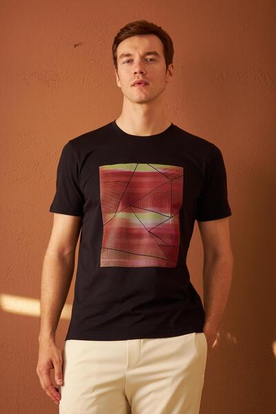 odelon Ανδρικό μαύρο T-Shirt - Comfort Fit, Printed, Mars17