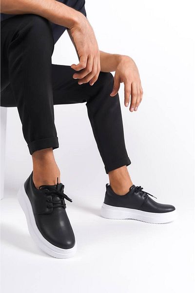 BESKAR Ανδρικά παπούτσια casual KB X3 Black Skin Lace-Up