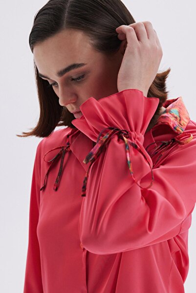 Feu De Elu Set pijama lungă din satin roz