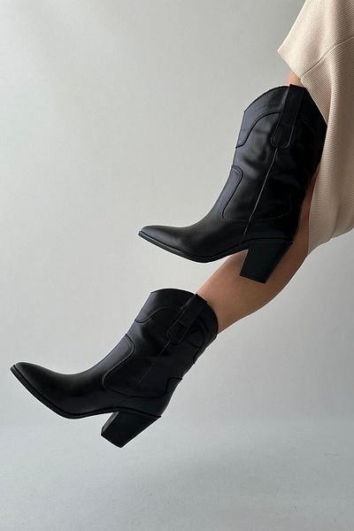 nope21shoess Επιλογή Μαύρες Γνήσιες Δερμάτινες Μπότες