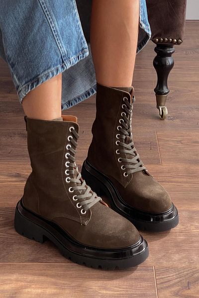 nope21shoess Μπότες Bloom Khaki από γνήσιο δέρμα σουέντ