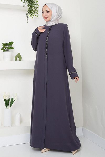 hafsamina Smoked Desita Ferace - Stone Detailed HM2469
