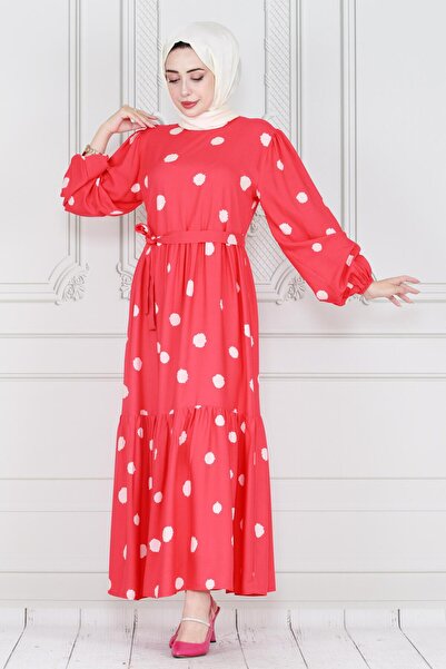 Sevitli Φούξια Πριγκίπισσα Μοντέλο πουά φόρεμα